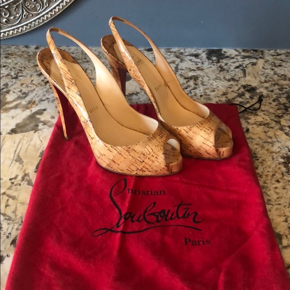 Cork open toe sling back Louboutin